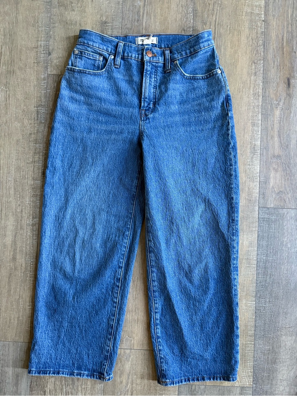 Madewell Perfect Vintage Wide Leg Crop Jeans 28P Petite Medium Wash